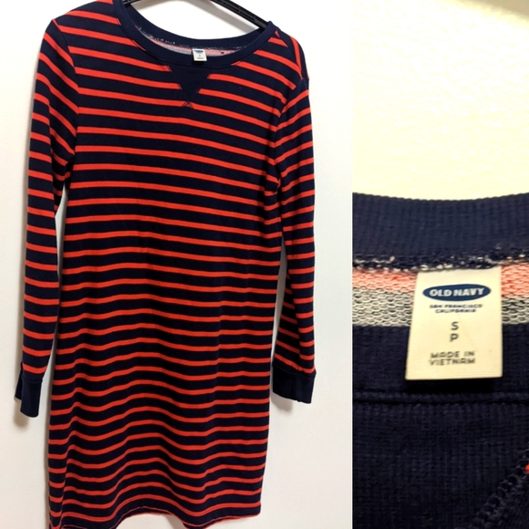 Red & Navy Blue Striped Sweater Dress Size Small - Picture 2 of 2